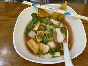 Yen Ta Fo (Spicy and sour soup noodles) 50Thb this is delicious!  at L'Orangerie in Bangkok