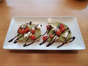 Excellent avo toast w bread from Bread Alone. at Chakra Bowls in Poughkeepsie