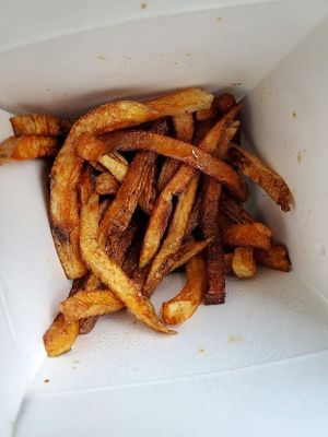 masala fries come with curry ketchup at Falafel Shack in Chambersburg
