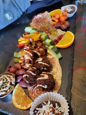 Vegan mezze platter at Falafel Shack in Chambersburg