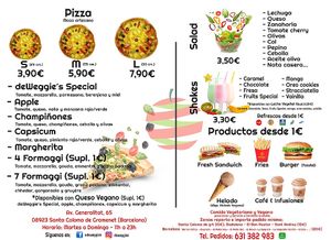 Menu at deWeggie's in Barcelona