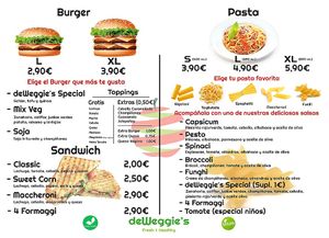Menu at deWeggie's in Barcelona