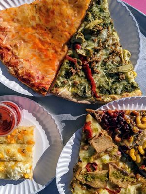 All the slices! And cheesy bread! at Screamer's Pizzeria - Crown Heights in Brooklyn
