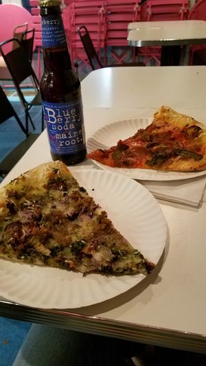 Kale and meat pizza at Screamer's Pizzeria - Crown Heights in Brooklyn