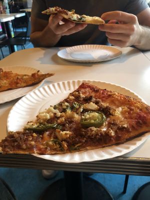 Chorizo pizza - yummm  at Screamer's Pizzeria - Crown Heights in Brooklyn