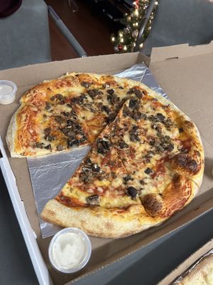 Sausage and mushroom (vegan)  at Screamer's Pizzeria - Crown Heights in Brooklyn