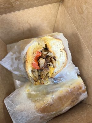 Philly cheesesteak sandwich  at Screamer's Pizzeria - Crown Heights in Brooklyn