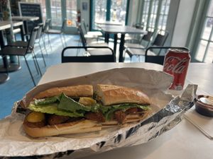 Vegan crispy chicken sandwichh  at Screamer's Pizzeria - Crown Heights in Brooklyn