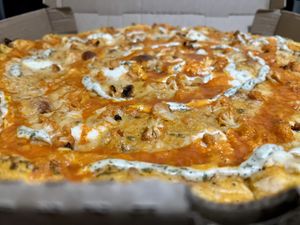 Buffalo pizza  #Veganuary at Screamer's Pizzeria - Crown Heights in Brooklyn