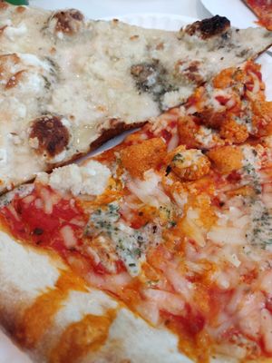 White pizza and buffalo at Screamer's Pizzeria - Crown Heights in Brooklyn