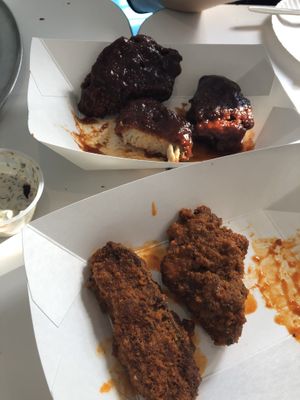 One order of wings (minus one already eaten buffalo wing)  at Screamer's Pizzeria - Crown Heights in Brooklyn