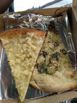 White and screamer slice. Delicious at Screamer's Pizzeria - Crown Heights in Brooklyn