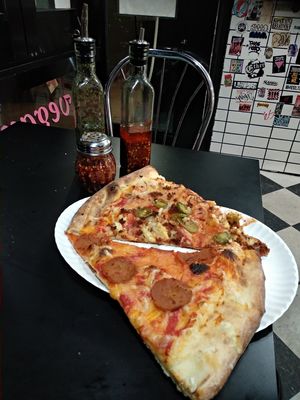 Pepperoni and chorizo. at Screamer's Pizzeria - Crown Heights in Brooklyn