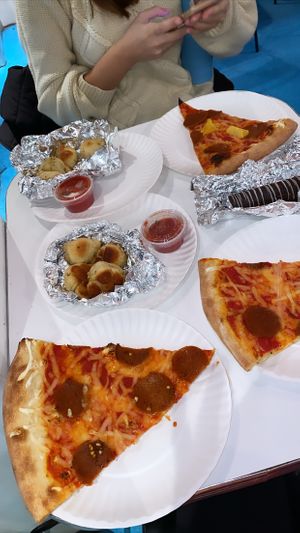 Pepperoni pizza and garlic knots  at Screamer's Pizzeria - Crown Heights in Brooklyn