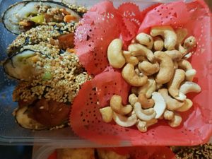 Salted cashews and sushi at Bodhi Garden in Orange