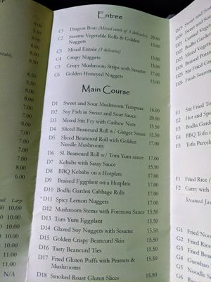 Menu 5/10/19 at Bodhi Garden in Orange