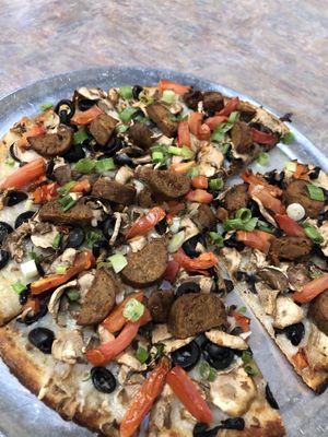 Vegan garlic lovers gluten free crust at Bossman's Pizza in San Jose