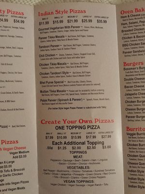 Menu 3 of 6 at Bossman's Pizza in San Jose