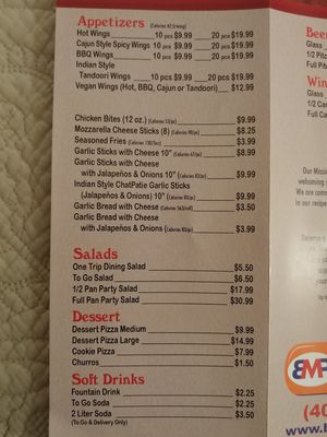 Menu 5 of 6 at Bossman's Pizza in San Jose