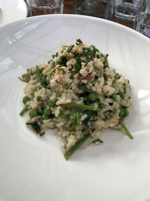 Spring green risotto..delicious! at BKA Vegan in Burleigh Heads