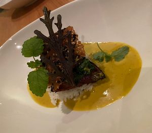 Vegan Eggplant pumpkin turmeric curry at Masons of Bendigo in Bendigo