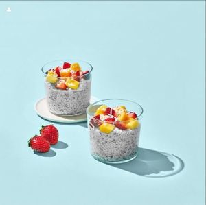 COCONUT CHIA PUDDING: Chia Seeds, Coconut Milk, Honey, Mango, Strawberries, Shredded Coconut at freshii - Mahogany  in Calgary