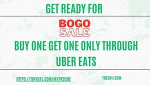 Uber Eats BoGo. Buy one get one free through uver eats. 

https://tinyurl.com/mvpk95he at freshii - Mahogany  in Calgary