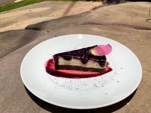 Raw vegan blueberry “cheesecake” at Cooper's Specialty Kitchen in Ao Nang