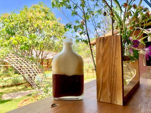 Cocopuccino: cold brew organic coffee with coconut whipped cream  at Cooper's Specialty Kitchen in Ao Nang