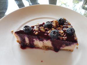 Cheesecake with blueberries at Cooper's Specialty Kitchen in Ao Nang