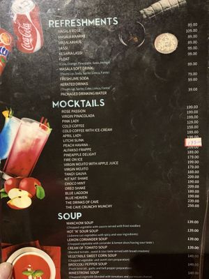 Drinks and soup menu at The Cave in Kolkata