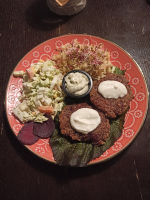 Dish of the day: Potato/beetroot cutlets with bulgur groats at Chwast Prast in Torun