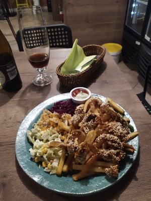 Oyster mushroom 'wings' at Chwast Prast in Torun