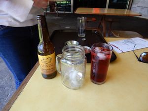 I mixed jamaica tea and ginger beer at Vgan111 in Morelia