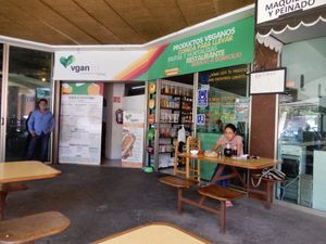 the entrance, with outdoors seating  at Vgan111 in Morelia