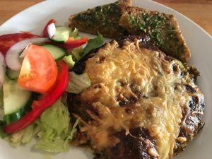 yummy vegetarian lasagne at Pygmalion in Bergen