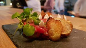 Watermelon tartar! at The Herbivore  in Lund