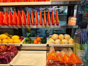 Fresh cut fruits at Soon Heng Fruit Juice in Northeast Singapore