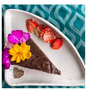 Our lip-smacking Triple Layered Chocolate Mousse Cake is a must try! at Bodhi Greens in Arambol