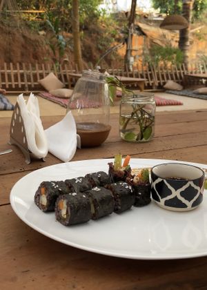 Sushi with tofu and veggies  at Bodhi Greens in Arambol