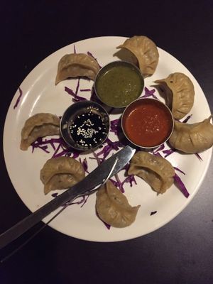 Vegan filled momos  at Bodhi Greens in Arambol