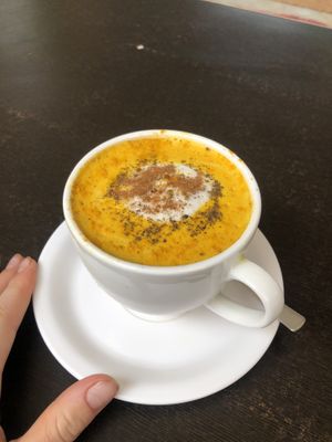 Golden latte at Bodhi Greens in Arambol