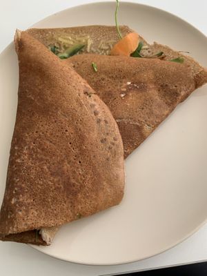 Avocado, veggies, mayo crepe. Very good but too crispy!  at Maria Limão in Lisbon
