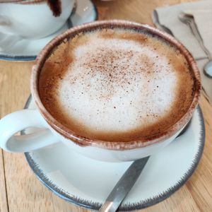 Oat milk cappuccino at The Mulberry Cafe in Banbury