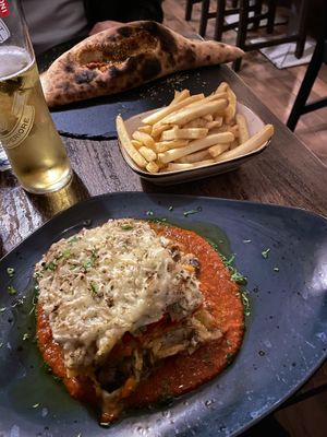 vegan lasagna  at La Caverna in Dublin