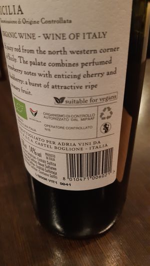 vegan wine at La Caverna in Dublin