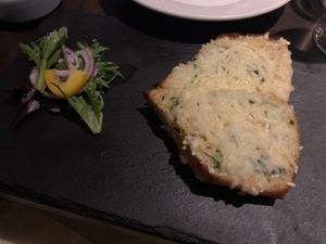 Vegan cheesy garlic bread  at La Caverna in Dublin