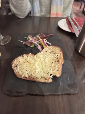 Garlic bread with vegan cheese  at La Caverna in Dublin