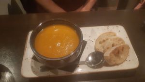 Vegan vegetable soup at La Caverna in Dublin