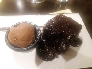Vegan Brownie with Chocolate ice cream at La Caverna in Dublin